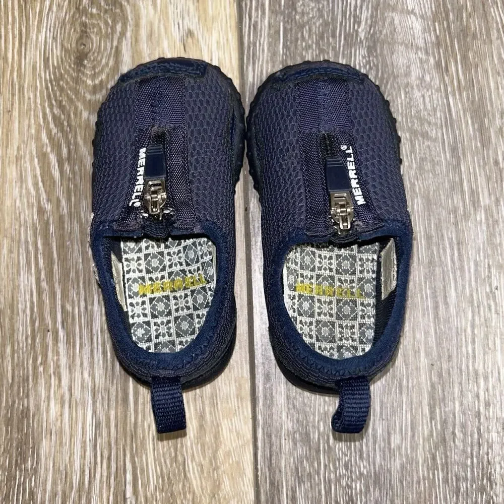 MERRELL Barrado Breeze Navy Blue Zip Up Shoes Toddler Infant Youth US Size 5